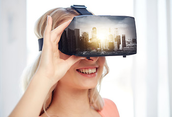 Image showing woman in virtual reality headset or 3d glasses