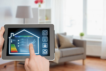 Image showing tablet pc with smart home settings on screen