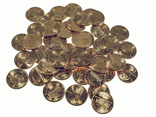 Image showing Vintage Dollar coins 1 cent wheat penny cent