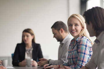 Image showing Group of young people meeting in startup office