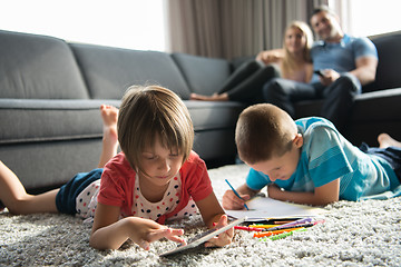 Image showing young couple spending time with kids