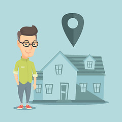 Image showing Realtor on background of house with map pointer.