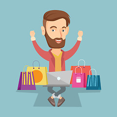 Image showing Man shopping online vector illustration.