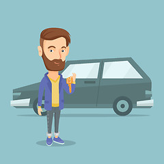 Image showing Man holding keys to his new car.