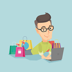 Image showing Man shopping online vector illustration.