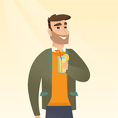 Image showing Man drinking cocktail vector illustration.