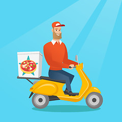 Image showing Man delivering pizza on scooter.