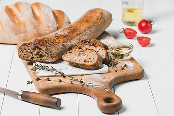 Image showing Fresh bread on table close-up