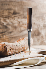 Image showing Fresh bread on table close-up