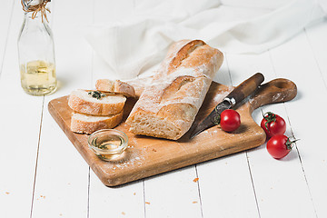 Image showing Fresh bread on table close-up