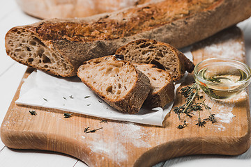 Image showing Fresh bread on table close-up