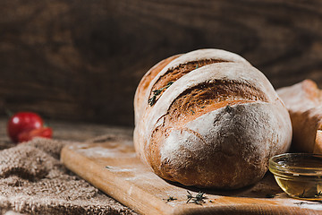 Image showing Fresh bread on table close-up