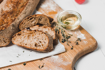 Image showing Fresh bread on table close-up