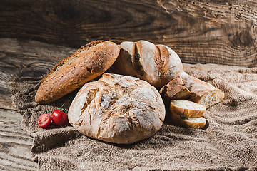 Image showing Fresh bread on table close-up