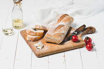 Image showing Fresh bread on table close-up