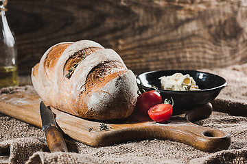 Image showing Fresh bread on table close-up