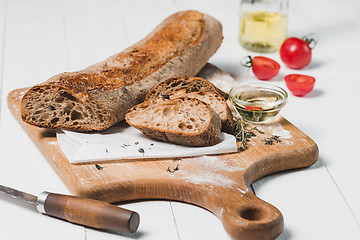 Image showing Fresh bread on table close-up