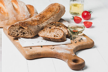 Image showing Fresh bread on table close-up