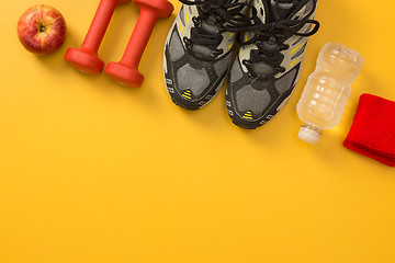 Image showing Fitness still life with copy space