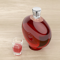 Image showing Liqueur bottle and a glass