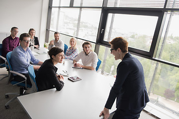 Image showing Group of young people meeting in startup office