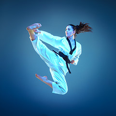 Image showing The karate girl with black belt