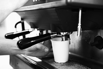 Image showing Large coffee machine in the street coffee shop