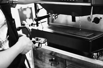 Image showing Large coffee machine in the street coffee shop