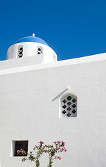 Image showing blue dome church Imerovigli Santorini Greek Islands 