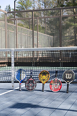 Image showing editorial platform tennis court with paddles