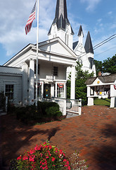 Image showing  Bedford Village, New York post office and Bedford Presbyterian 