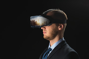 Image showing businessman in virtual reality glasses or headset