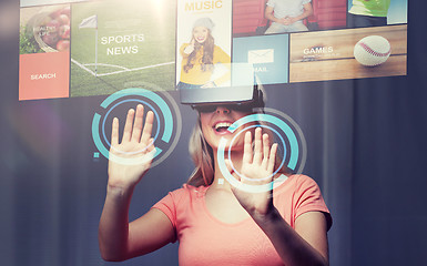 Image showing woman in virtual reality headset or 3d glasses