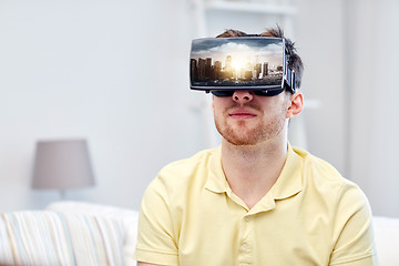 Image showing man in virtual reality headset or 3d glasses