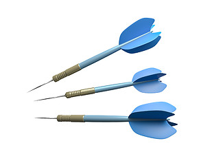 Image showing three blue typical dart arrows