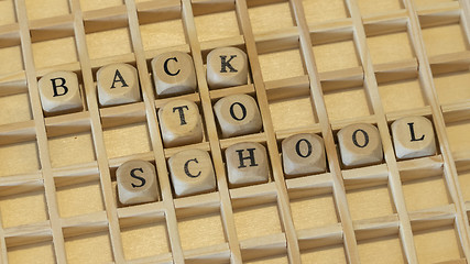 Image showing wooden dice text back to school