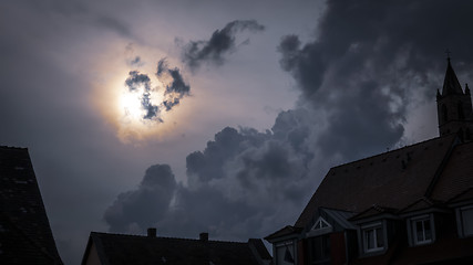 Image showing a dark scary full moon night sky