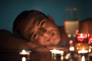 Image showing man relaxing in the jacuzzi