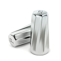 Image showing Metal salt and pepper shakers