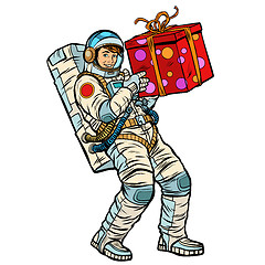 Image showing Cosmonaut with gift box