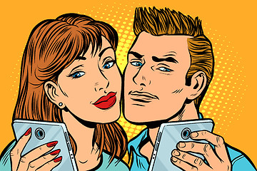 Image showing young couple selfie on smartphone