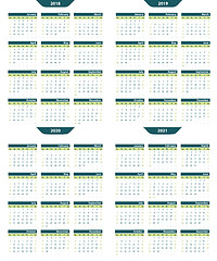 Image showing Set of calendar vector template 2018-2020