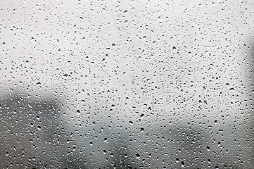 Image showing Water drops on window glass