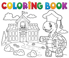 Image showing Coloring book turtle teacher theme 2