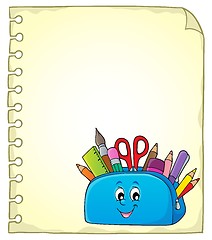 Image showing Notepad page with happy pencil case