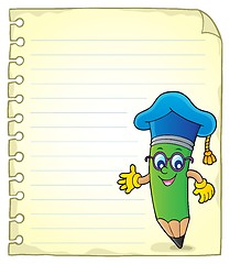 Image showing Notepad page with pencil teacher