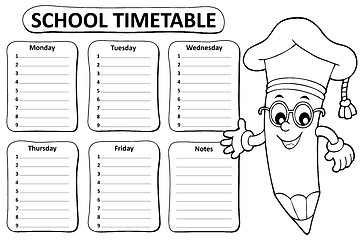 Image showing Black and white school timetable topic 1