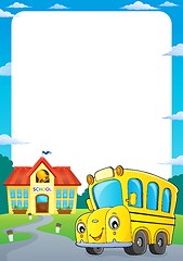 Image showing School bus thematics frame 1