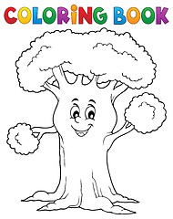 Image showing Coloring book cheerful tree theme 1