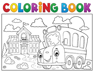 Image showing Coloring book school bus theme 6
